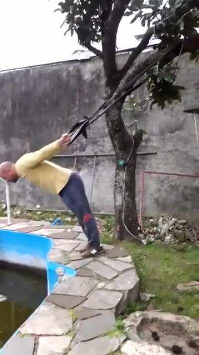 wcgw suspending myself over a filthy pool