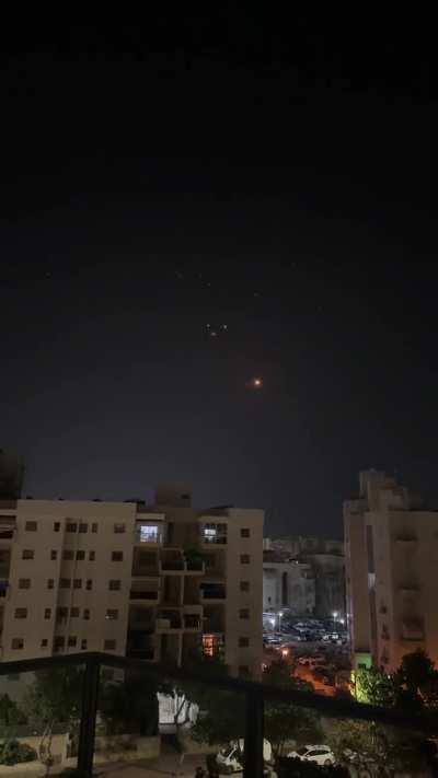 Iranian missiles intercepted as seen from Ashkelon, Israel 