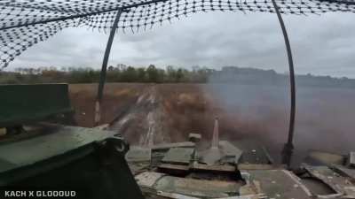 A mechanized assault consisting of two M2A2 Bradley BMPs and one M1A1 Abrams tank of the 47th mechanized brigade in the Kursk region. From October 25th 2024.