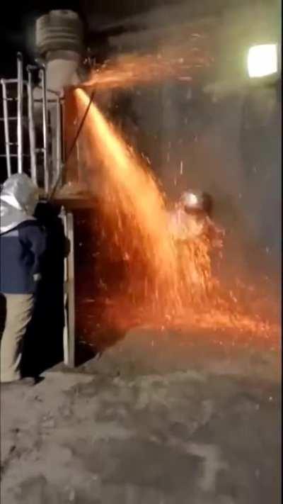 Clearing a blockage in a steel works