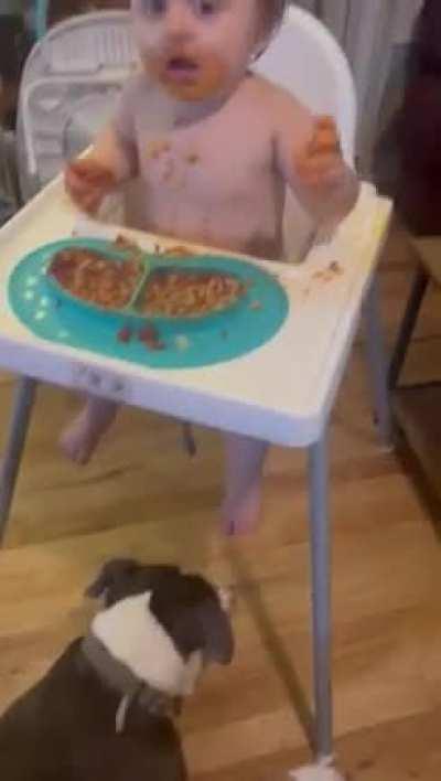 My son after eating spaghetti on his own for the first time