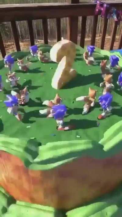 Zoetrope animated Sonic &amp;amp; Tails birthday cake