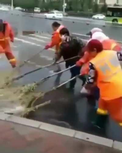 Sweeping away the water