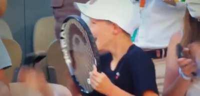 This kid’s reaction on getting racket from Novak Djokovic after historic French Open win today