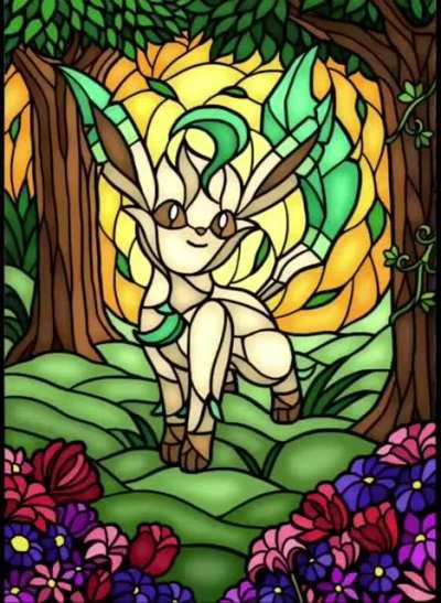 [OC] All Eeveelutions in Stained Glass Style