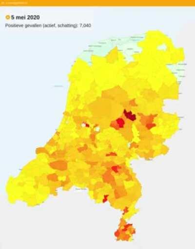 Historic COVID spread in the Netherlands (march 3rd - june 14th)