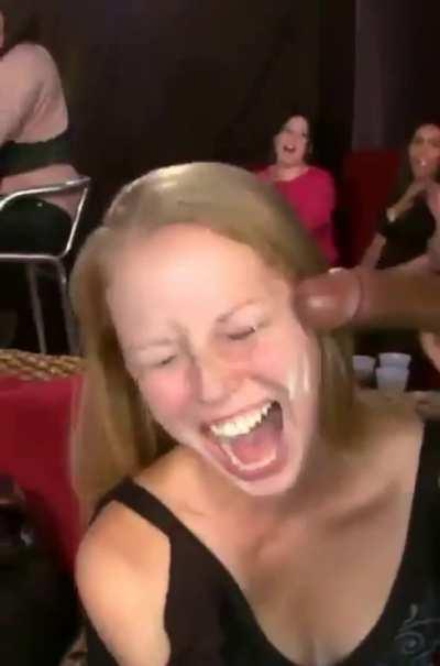 Amazing Party Girl Happily Taking Her Facial