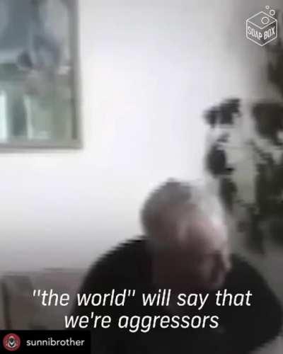 Leaked footage of Israel's prime minister talking with Israeli settlers. The terrorist leader himself doesn't care of being called &quot;the aggressor&quot; because the US always back them up.