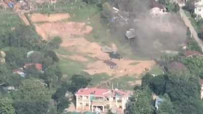 MNDAA drone bombing Myanmar Army helicopter inside the Northwestern Military command base in Lashio.