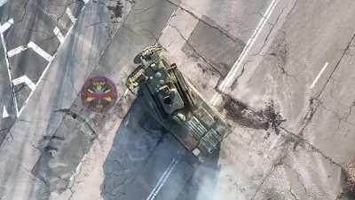 Drone drops grenade on a Tunguska AA system. No major damage