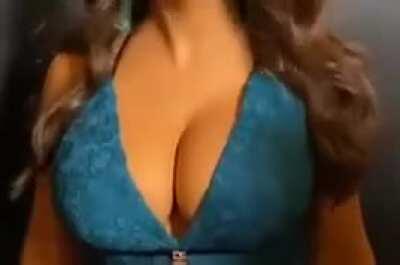 Close-up of Salma Hayek's insanely huge boobs
