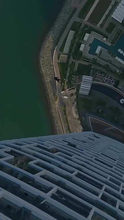 The first ever wake-skate Base jump