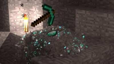 Shattering a minecraft diamond ore