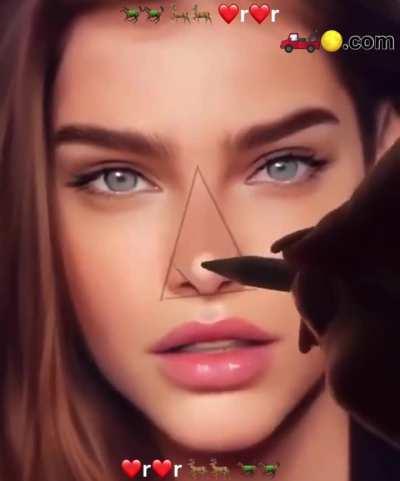 Artist draws a realistic nose