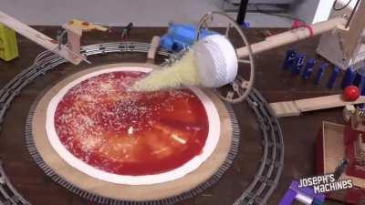 Rube Goldberg pizza making machine