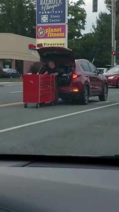 The toolbox will not fit.