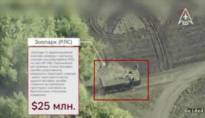 Ukrainian drone footage of another Russian Zoopark-1 counter-battery radar system getting hit by a rocket fired from an M142 HIMARS.