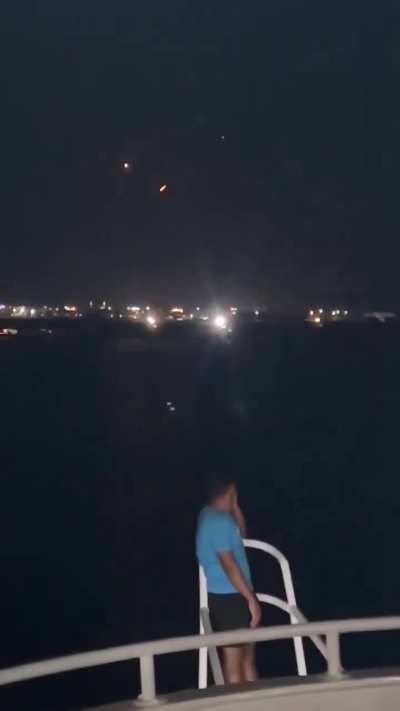 Iranian missiles over Israel seen somewhere in the Red sea by an Egyptian boat