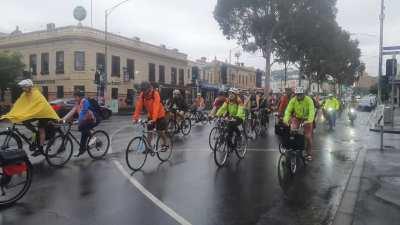 Bike rally along Johnston Street Fitzroy