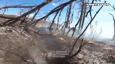 Warriors of the Third Assault Brigade attacks russian position near Bakhmut, POV from commander of the group