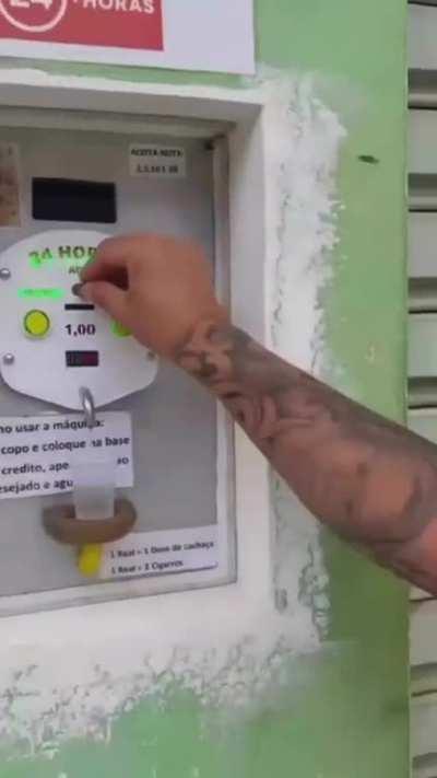 Self vending machine with cachaça and cigarettes for a coin