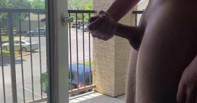 Edging my BWC until I cum on my apartment balcony!