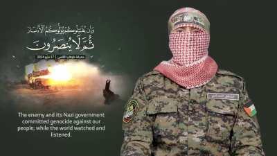 The spokesman (Abu Obaida) of the Palestinian resistance speech today…