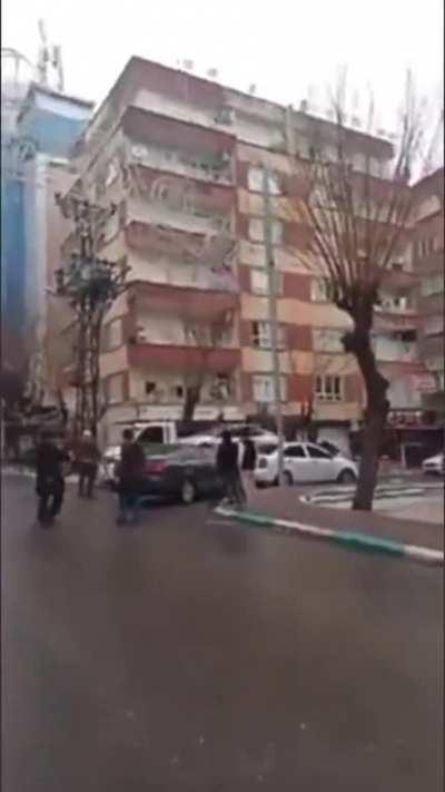 Building collapsing during an aftershock today in Şanlıurfa, Turkey