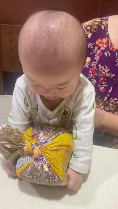 My baby brother shouting at bread for 40 seconds