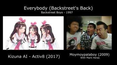 Kizuna Ai &amp;amp; Moymoy palaboy's EVERYBODY (Backstreet's Back) Parody Comparison