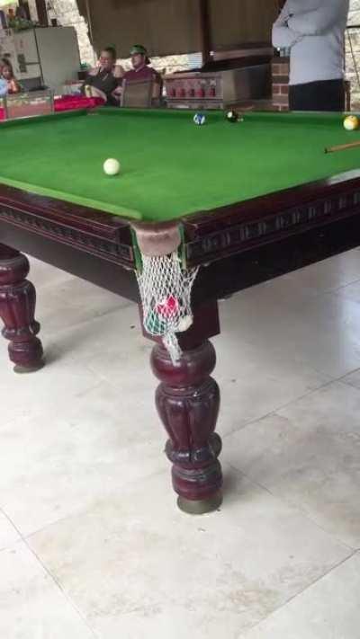 Grandfather destroys his pool table opponent and leaves them in shock.