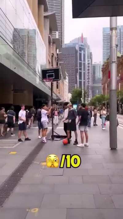 Throwing a basketball at random strangers