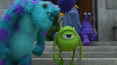 Sully looking at Mike Wazowski from Monsters Inc