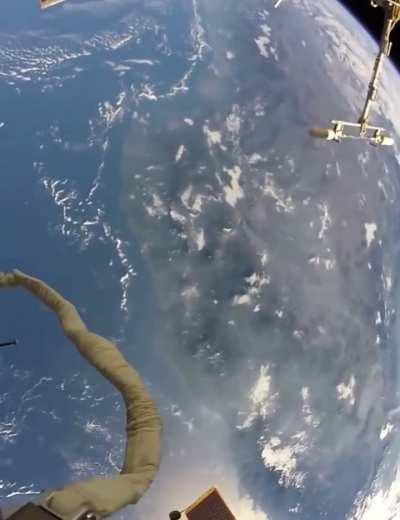 A breathtaking view of the earth during a space walk outside the ISS