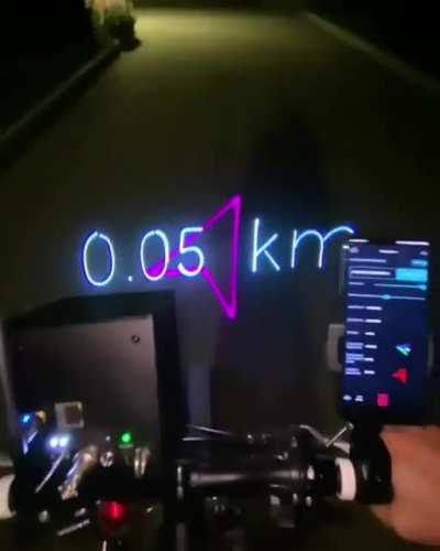 Laser-guided GPS on a bike