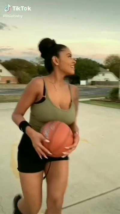 slow motion elsaababy bouncing basketball and boobs