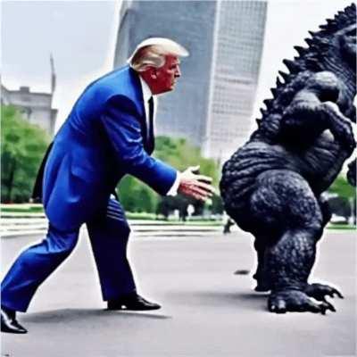 Trump VS Godzilla - ModelScope + Img2Img