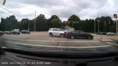 Dash cam recording from a wreck on Falls and Litchford today.