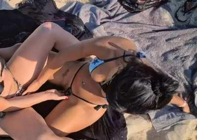 With my big ass milf friend in the beach!!