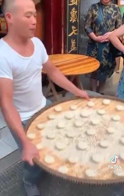 The way he arranges the pastries