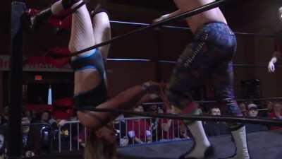 Dylan Bostic crushes Maddison Miles crotch whilst she hangs upside down