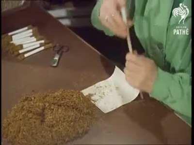 A 1959 cigarette factory making rose petal tipped cigarettes only available seasonally.