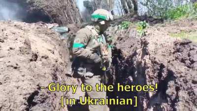 Ukrainian soldier and his comrade Naruto, capture Russian positions.