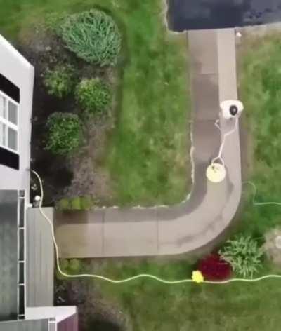 An areal view of a power washer