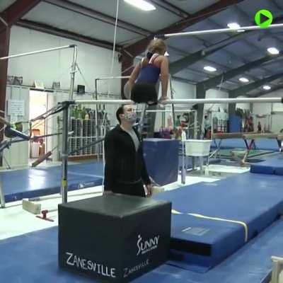 Determined 8 year old gymnast