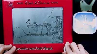 Reddit asked if I could make a serene forest bathing scene with my Etch a Sketch. How'd I do?