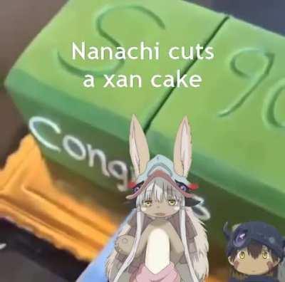 Nanachi cuts a cake