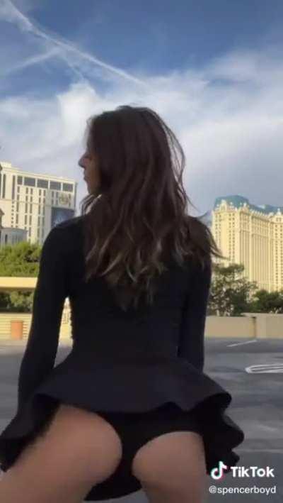 Twerking in a short skirt