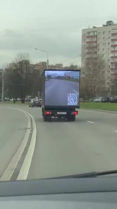 Truck screen shows drivers view