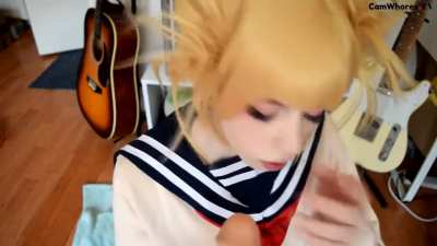 Cute Himiko Toga from My Hero Academia Cosplayer Shows Off Her Blowjob Skills